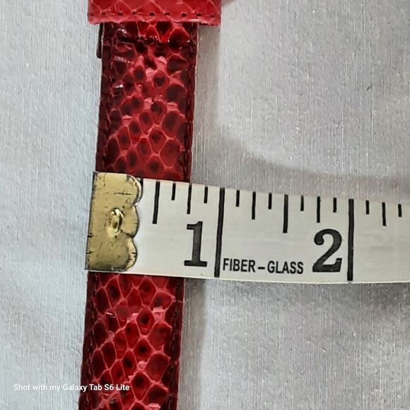 Distressed Genuine Reptile Skinny Belt Womens Medium Burnished Red - Picture 11 of 11